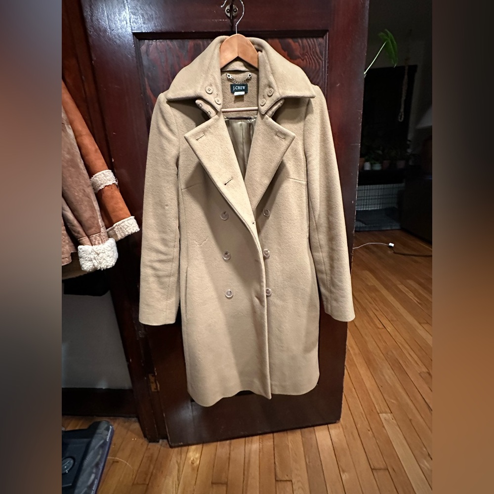 J crew camel wool and cashmere coat
